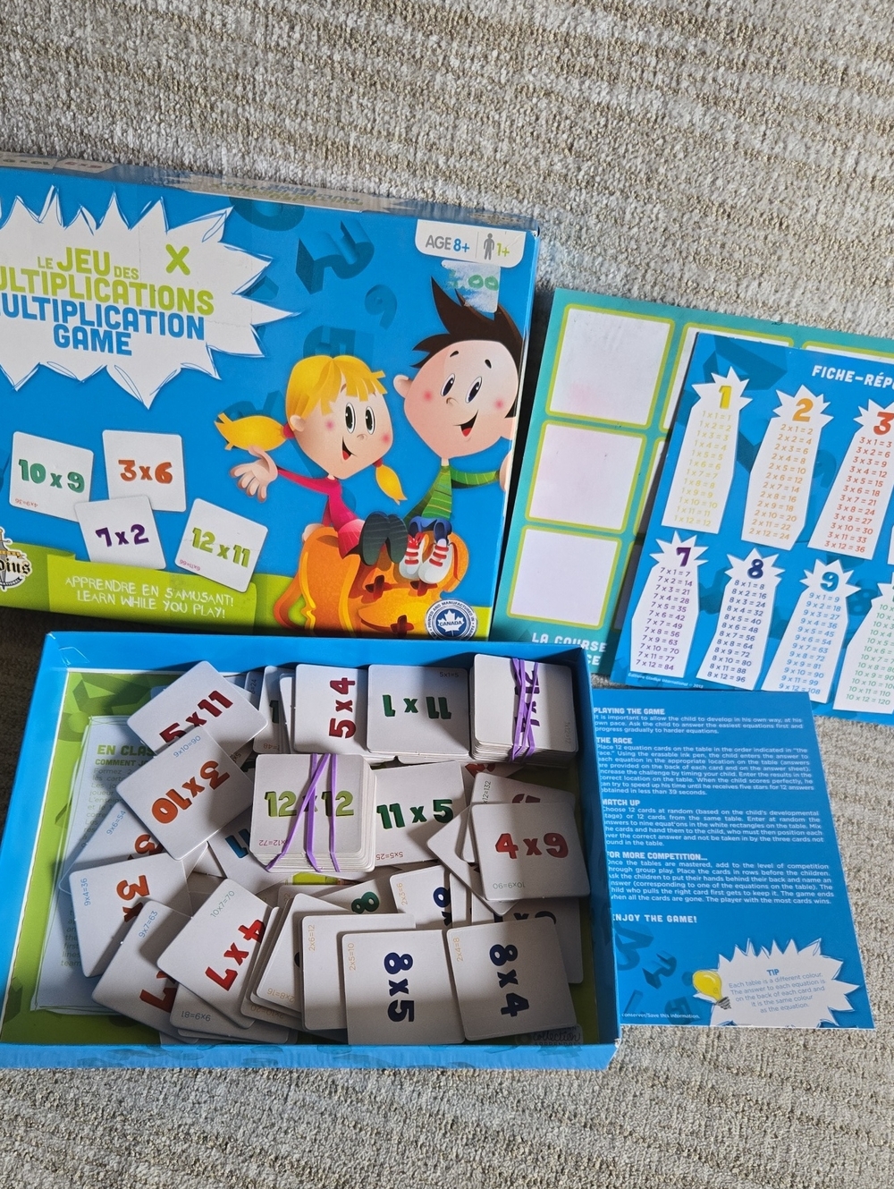 Multiplication Game Card Set for Kids - Blue